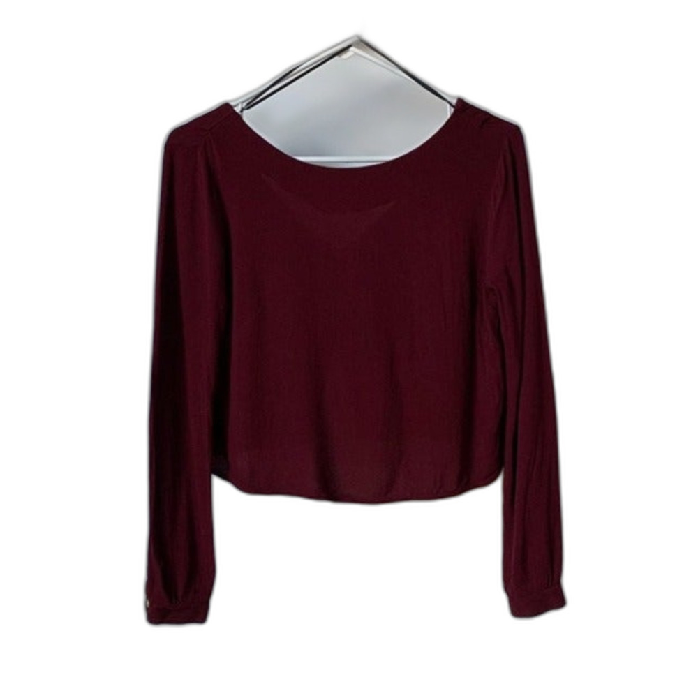 STORE CLOSING FRI JAN 23 Astr burgundy long sleeve open back blouse top size XS
